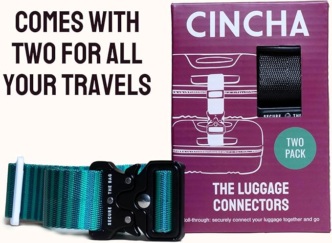 Cincha Add A Bag Luggage Strap Connectors - Connect Multiple Suitcases and Bags - Airport Travel Accessories - As Seen on Shark Tank - 2pcs (Hyacinth)