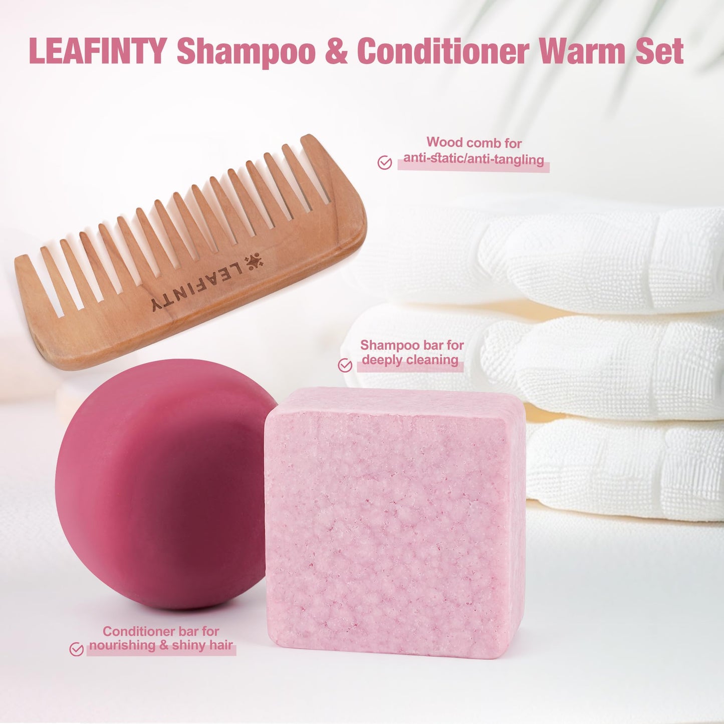 Leafinty Shampoo and Conditioner Set| Shampoo Bar | Bar Shampoo and Conditioner for Curly, Wavy & Kinky Hair | Vegan & Zero Waste| Eco-Friendly 6.68oz (Lavanilla Scent)