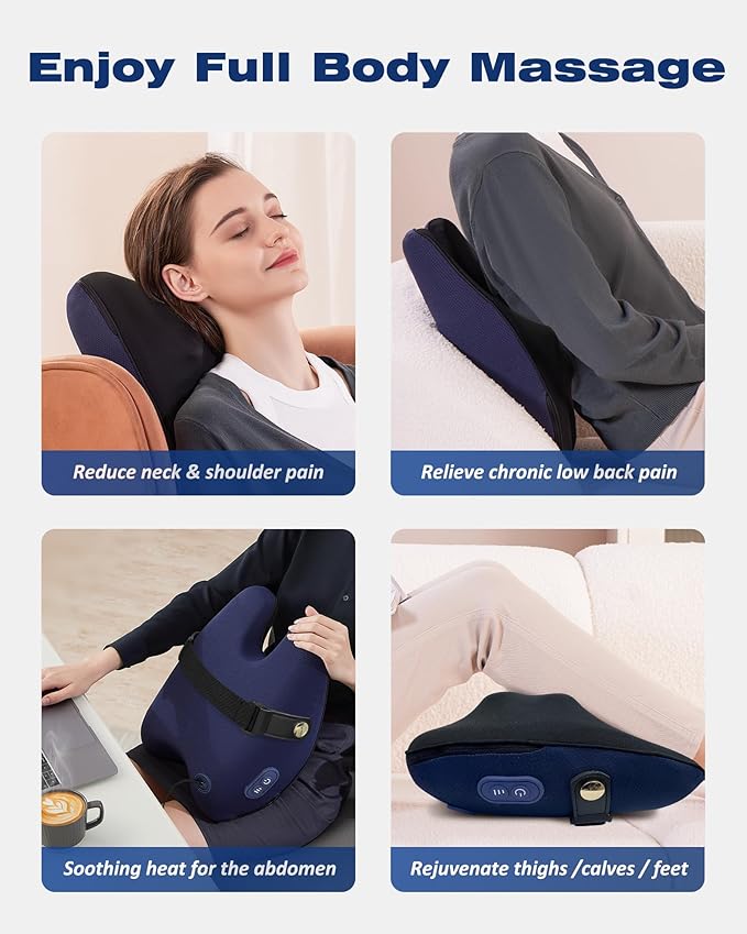 Shiatsu Neck and Back Massager with Heat, Neck and Shoulder Massagers, Deep Tissue Kneading Massage Pillow for Lower Back, Shoulder, Leg Muscle Pain Relief, Relax Gift for Woman Man
