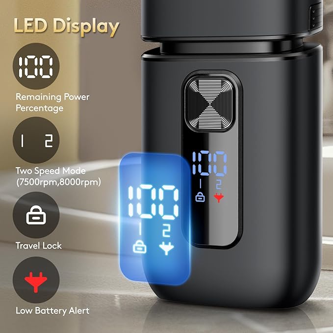 Brightup Foil Shavers for Men - Smooth & Painless Electric Razor for Men with Back Beard Trimmer for Long Thick - Wet Dry Shaving/Travel Lock/LED Display/IPX6 Waterproof