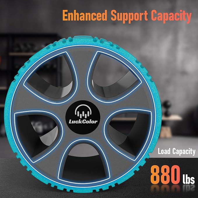 Back Roller, Back Wheel Targeted Back Pain Relief, Yoga Wheel Muscle Massage, Foam Roller for Trigger Point Therapy Physical, Stretching & Exercise, 880lbs Capacity, 10 Inch (Acid Blue+Grey)