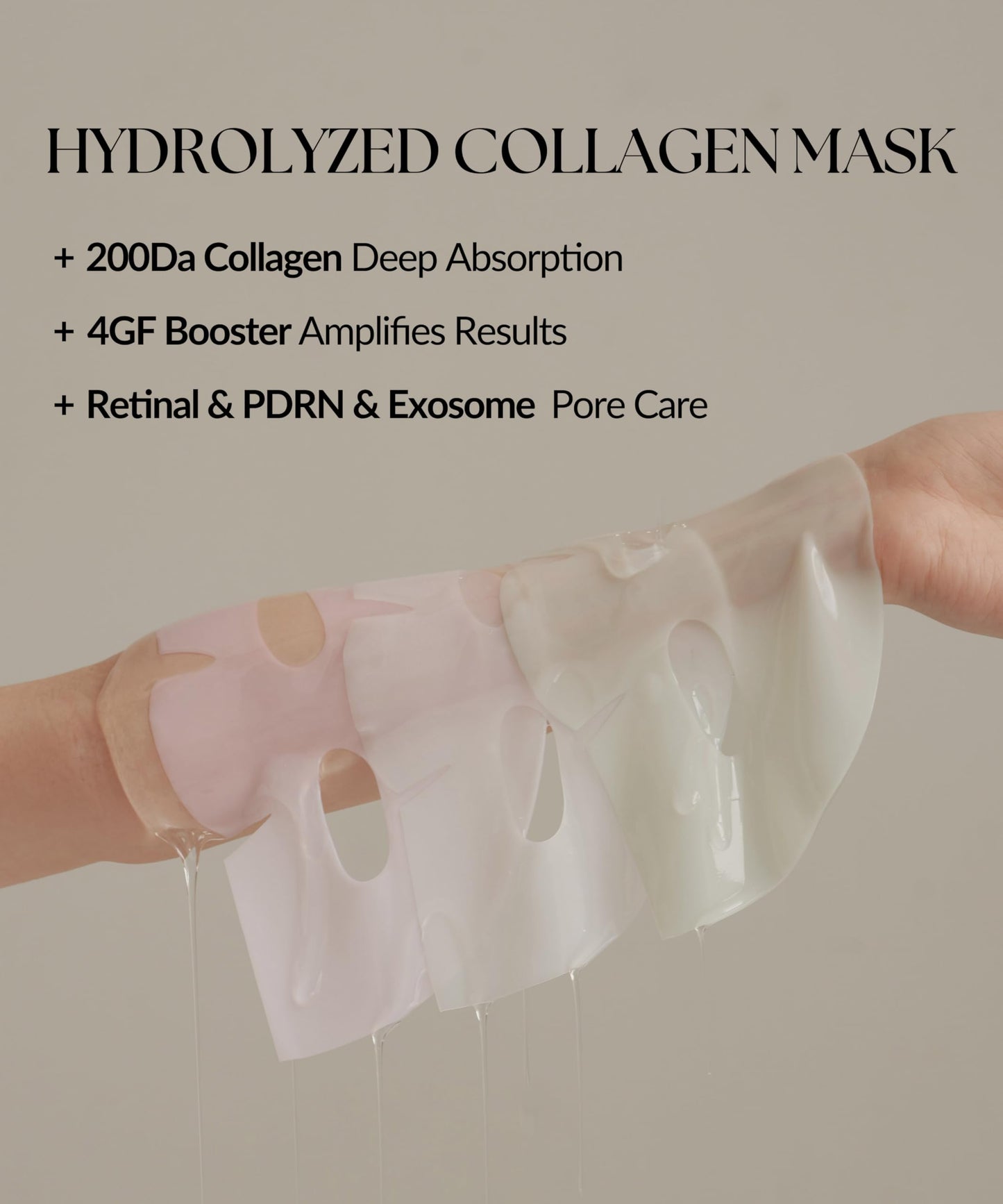 Collagen Overnight Face Mask 3 Step Pore Minimizer Hydrogel Sheet&Boost Serum-Oil Control PDRN-Tightening Exosome-Elasticity Retinal - All in One (3 Pack)