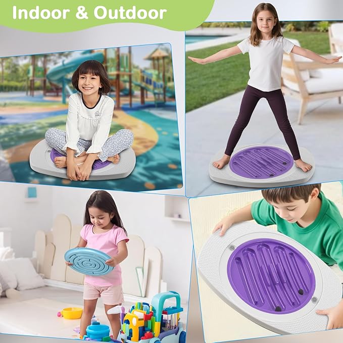 Balance Board with Maze for Kids, 20 inch Labyrinth Wobble Board Rocking Seesaw Sensory Training with 2 Balls & 2 Replacement Labyrinth Disks, Non-Slip Pedals Indoor Outdoor for Boys Girls