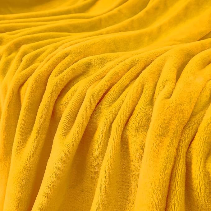 JIAHANNHA Mustard Yellow Throw Blanket Fleece Blanket 50"x60",Super Soft Cozy Plush Throw Blanket for Couch Sofa Bed,Warm and Lightweight Bed Blankets for Adults