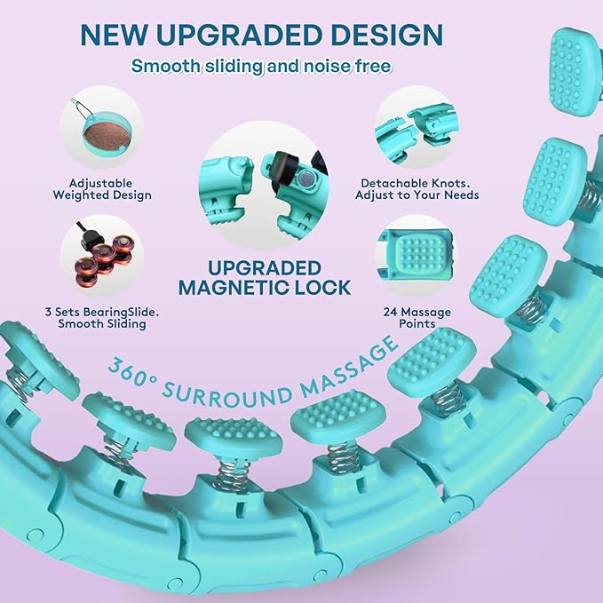 30/12 Knots, Upgraded Magnetic Lock Weighted Hula Hoop for Adults Weight Loss, Infinity Hoop Plus Size, Children Adults Home Outdoors, Fitness Exercise, Abdominal Toner