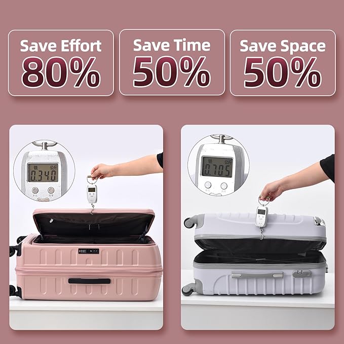 29 Inch Luggage with Expansion & Side Opening Design, 50 * 31(35)*76cm, 117L~133L Ligthweight ABS+PC Hardshell Checked Suitcase, TSA Lock & YKK Zipper with HINOMOTO 360° Wheels, Pink