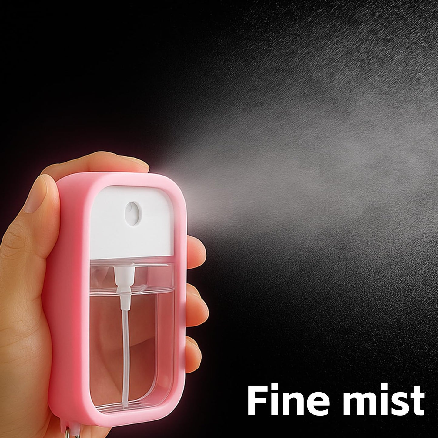 Small Spray Bottles Travel Perfume Bottle Refillable Hand Sanitizer Spray Case Portable Ultra-Thin Design With Silicone Case Keychain Can Fill Makeup Toner Perfume Etc 50ml 2pcs