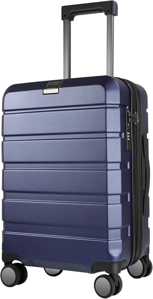 KROSER Hardside Expandable Carry On Luggage with Spinner Wheels & Built-in TSA Lock, Durable Suitcase Rolling Luggage with USB Port, Carry-On 20-Inch, Navy