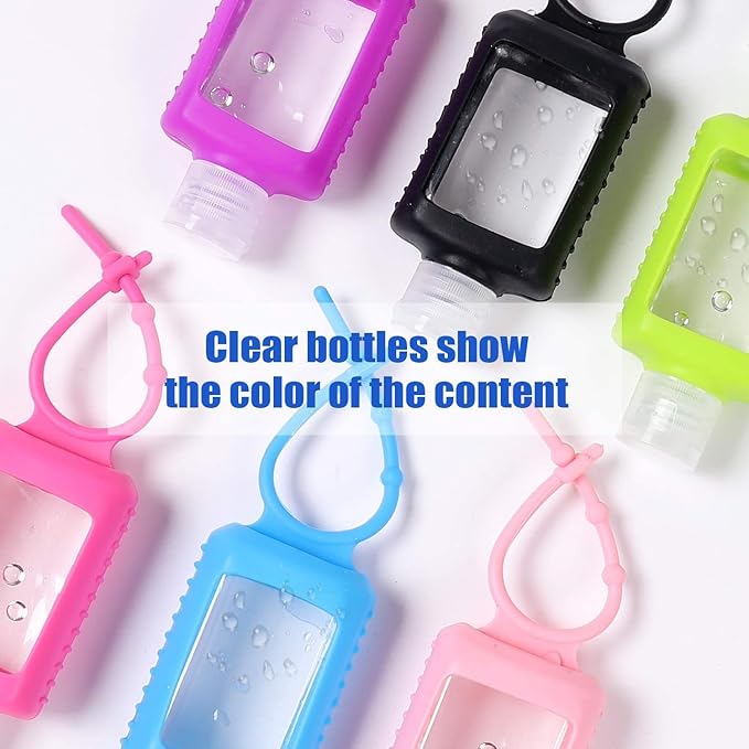 5 Pack Hand Sanitizer Travel Size Holder, 60ml/2oz Travel Keychain Bottles Sanitizer Holder Refillable Squeeze Containers for Kids and Adult