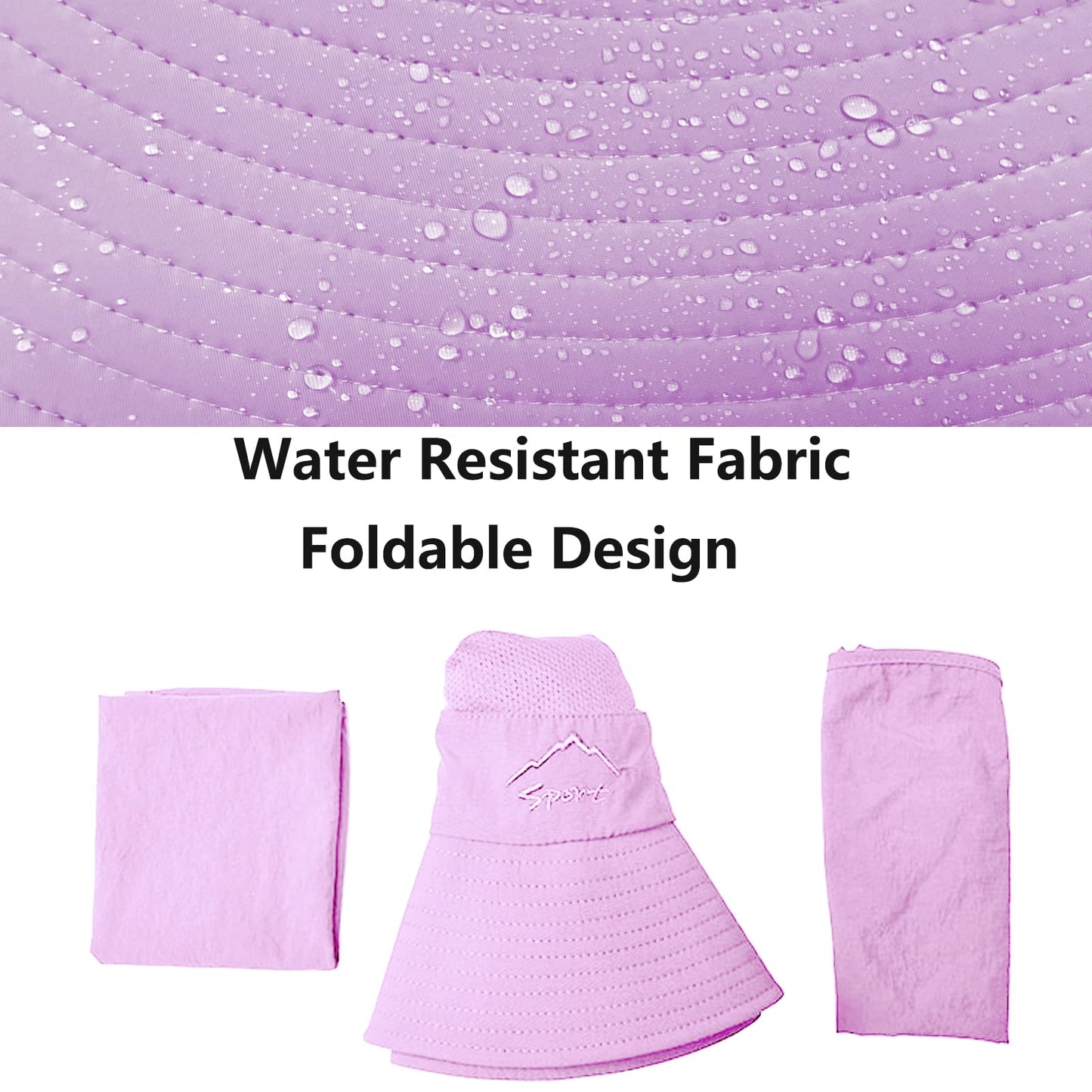 UPF 50+ Sun Fishing Hat for Men Women Wide Brim Hat with Detachable Face Cover & Neck Flap Violet