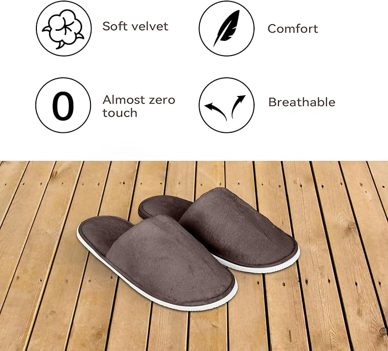 10PCS Unisex Guest Disposable Slippers, SPA Cotton Slipper, Hotel Bath Slippers Disposable, Travel Bulk Guest House Slipper for Shoeless Home, Travel, Hotel or Commercial