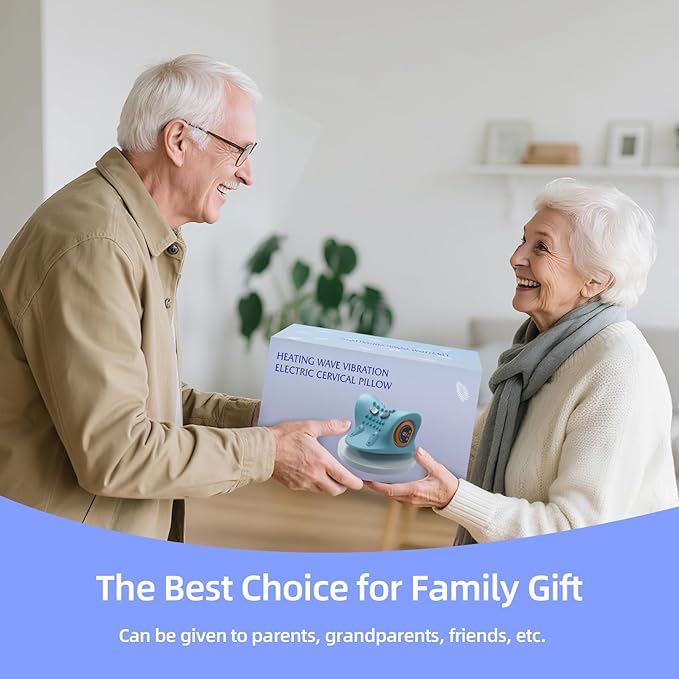 Neck Massager Pillow, Portable Neck Stretcher with Heat, 3 Adjustable Modes for Deep Tissue Pain Relief, 26° Angle Cervical Traction Device for Shoulder, Back