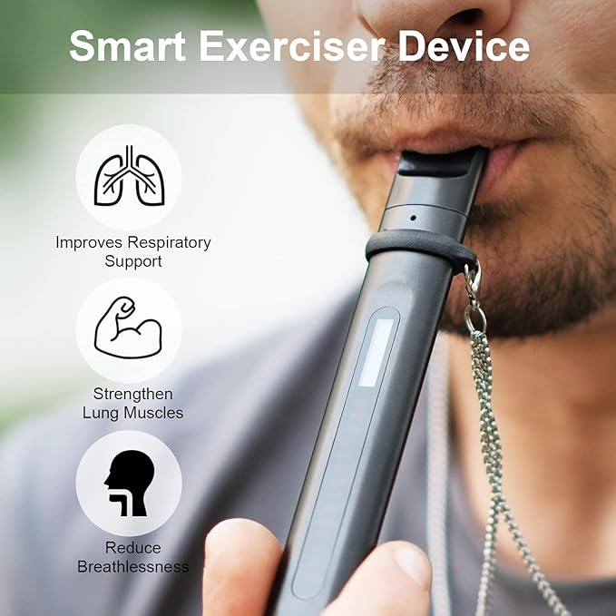 Breathing Exercise Device, Portable Breathing Training Device for Better Breathe, Guided Smart Breathing Exercise Assistant for Athletes andSports Enthusiasts