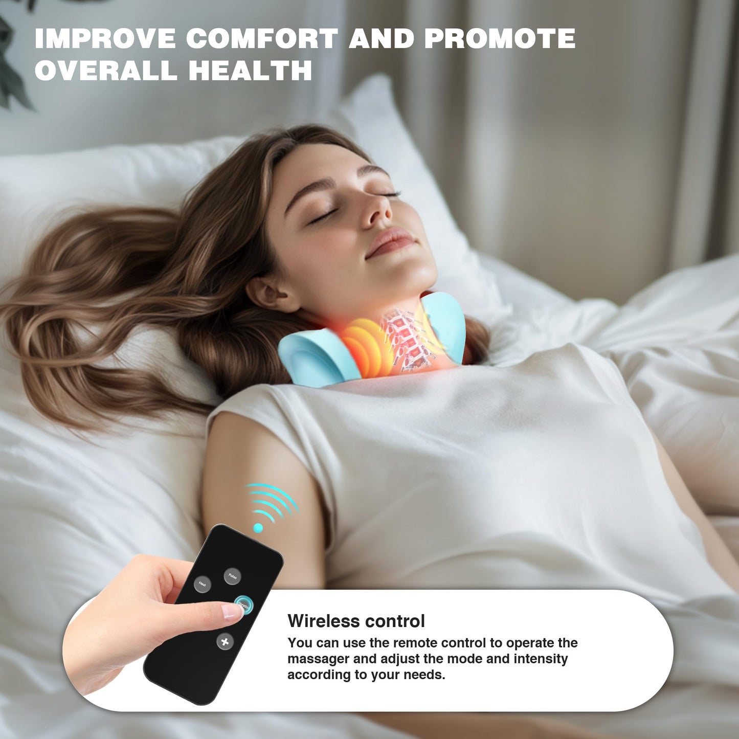 Neck Massager 2025, Neck and Shoulder Relaxer with Heat, 3 Modes, Portable Pillows for Pain Relief and Muscle Relax, 26° Angle Cervical Traction Device for Back, Shoulder