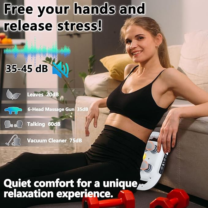 6 Head Massage Gun Deep Tissue with 9 Levels & 9 Modes, Electric Massager Tool for Legs, Arms, Waist, Back, Buttocks - Full Body Muscle Pain Relief, Ideal Gifts for Women, Men, Mom, and Dad