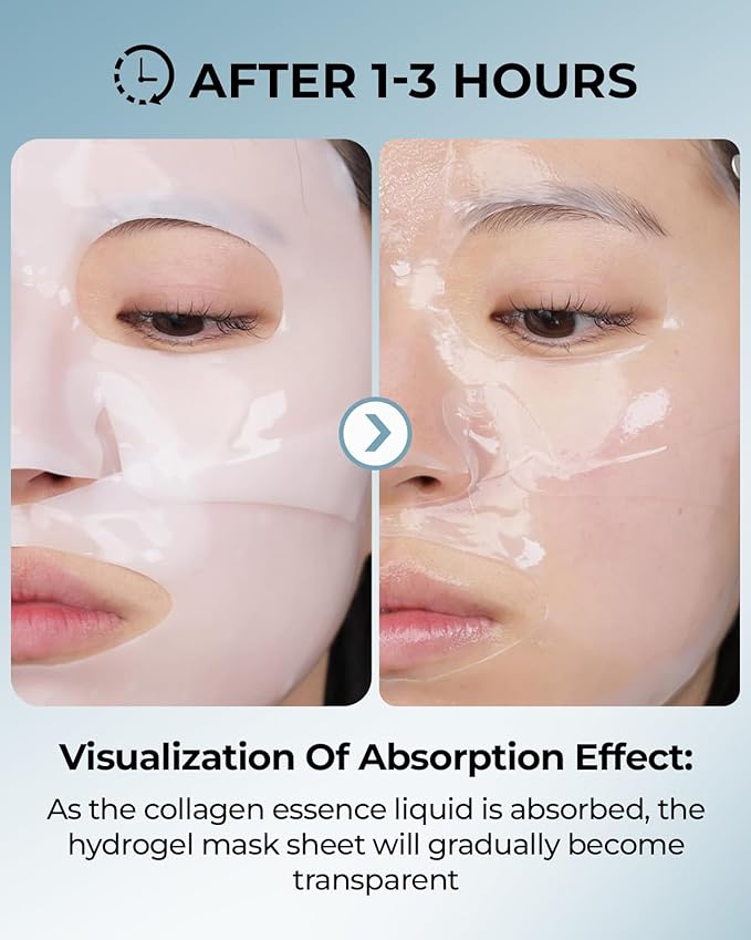 6 Pack Bio-Collagen Face Mask, Hydrating Overnight Masks, Anti-Wrinkle Face Lifting Mask for Elasticity, Pore Minimizing, Firming, Moisturizing, Real Collagen/Korean Skin Care