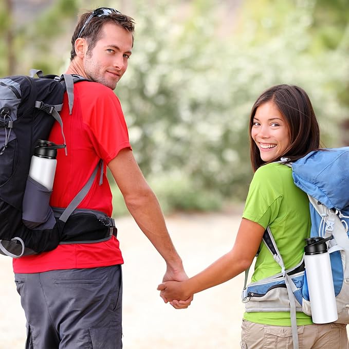 CHENGU 4 Pcs Aluminum Water Bottle 24oz Aluminum Reusable Bottles Lightweight Snap Lid Sports Water Multipack Easy Carry Leak Proof Travel for Gym Camping Hiking Outdoor Fishing (White)