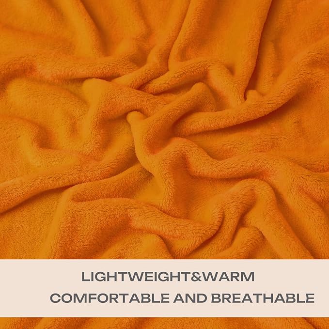 JIAHANNHA Orange Throw Blanket Fleece Blanket 60"x80",Super Soft Cozy Plush Throw Blanket for Couch Sofa Bed,Warm and Lightweight Velvet Bed Blankets for Adults