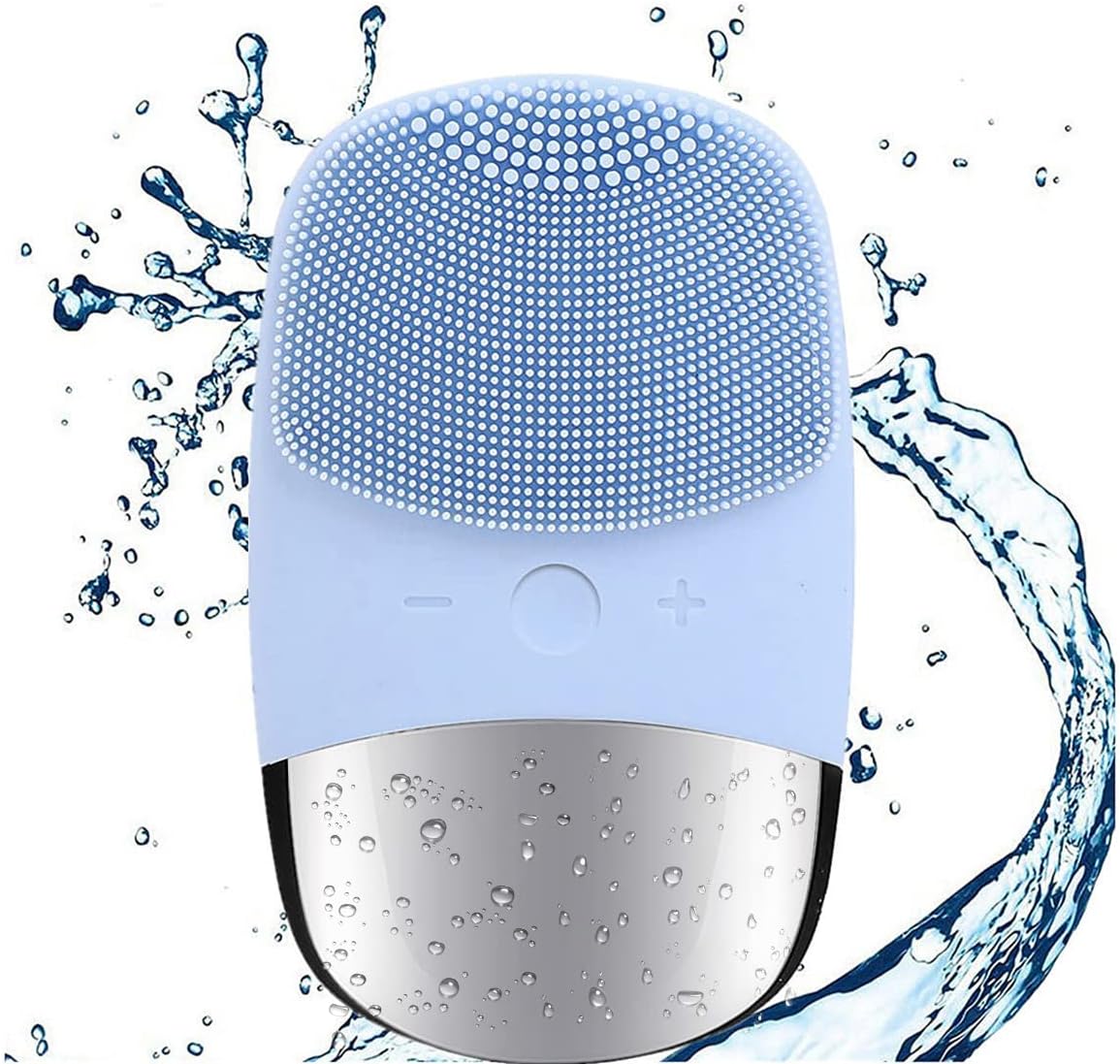 MEGAN Facial Cleansing Brush,USB Rechargeble Electric Silicone Face Scrubber,IPX7 Waterproof Sonic Facial Massager, 3 in 1 face Brush for Deep Cleanning, Blackhead Remover, Exfoliating.（Sky Blue）