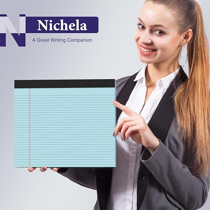 2 Pack Note Pads 11" x 9.5" Legal Pads College Ruled Notepad Micro Perforated Writing Pads Blue Lined Paper 80GSM College Ruled Paper Pad of Paper 30 Sheets Notebook for School, To-Do Lists, Office