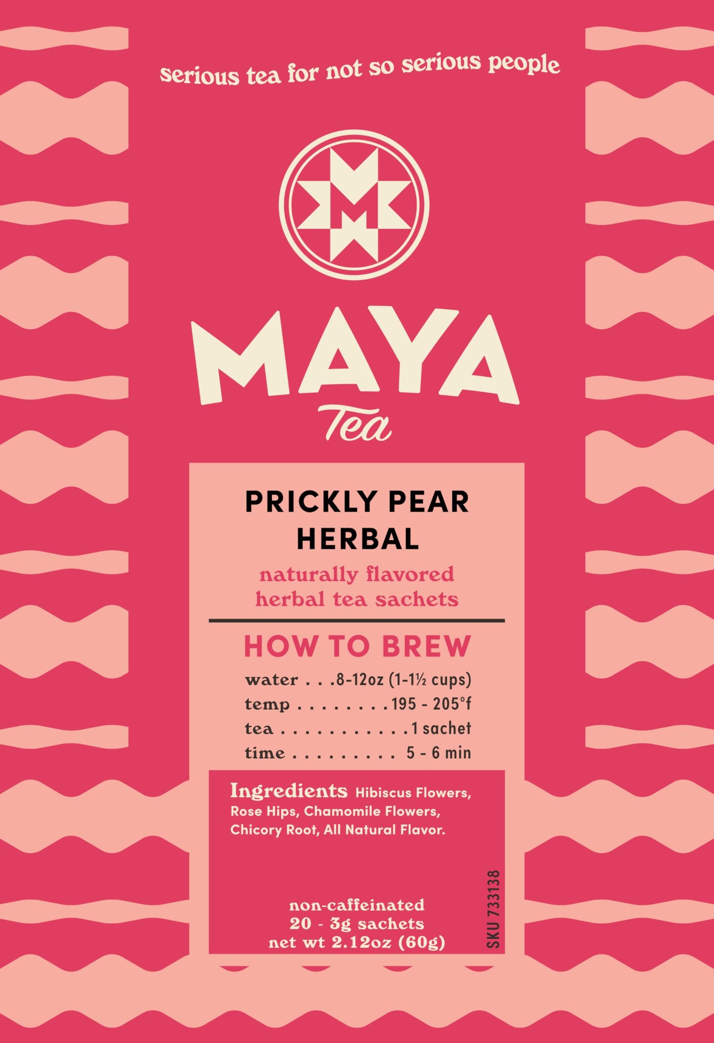 Maya Tea Prickly Pear Herbal Tea Sachets, No Caffeine, All Natural, Pack of 20