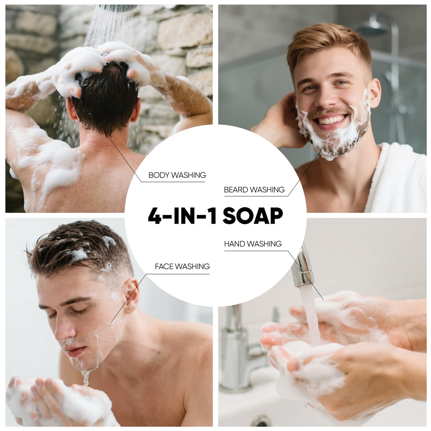 Rinse & Robust Mens Pine Tar Soap Bar Set, 4 Pack Natural Handmade Cleansing Bar Soap for Men, Exfoliating & Moisturizing Bath Soap with Pine Tar & Shea Butter | 5.3 oz of 4 Bars