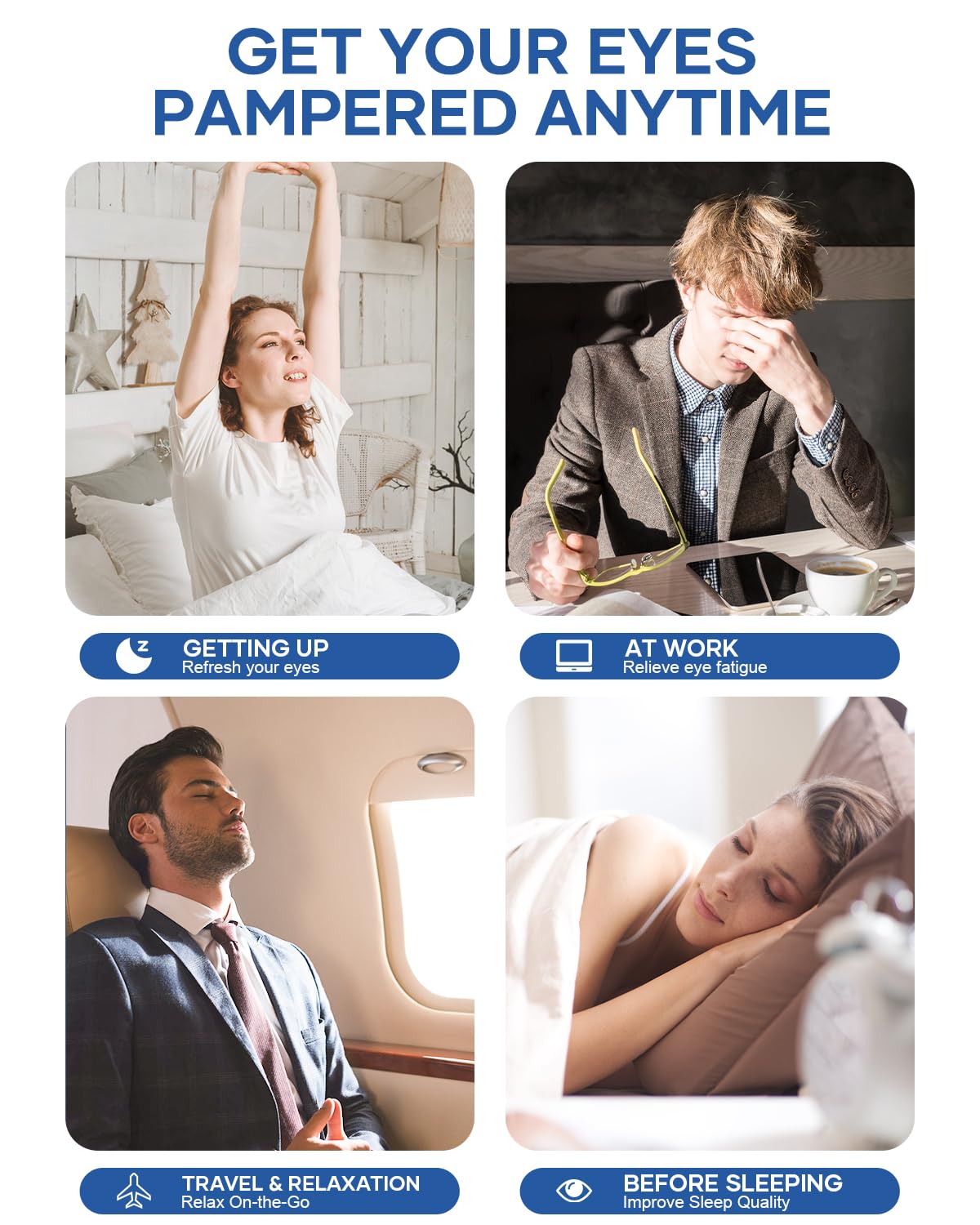 Silk Sleep Mask, Large Size Eye Mask Face Hugging Padded Sleep Blindfold Silk Eye Cover with Adjustable Band for Total Blackout for All Night Sleep (Navy Blue)