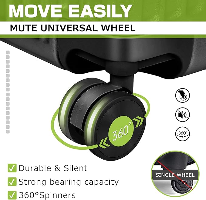 AnyZip Luggage Aluminium Frame Suitcase PC ABS Hard Shell TSA Lock No Zipper 24In Black