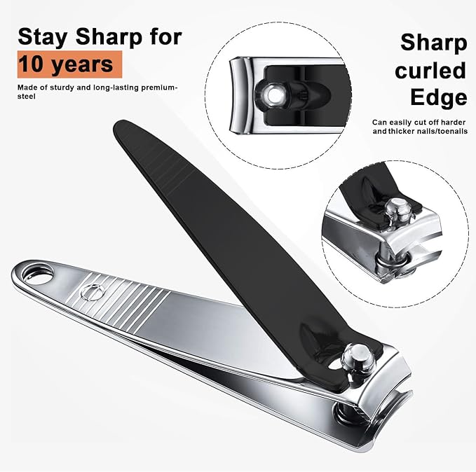 30 Pieces Fingernail Nail Clipper Bulk Blak Sliver Portable Toenail Clippers Cutter Set