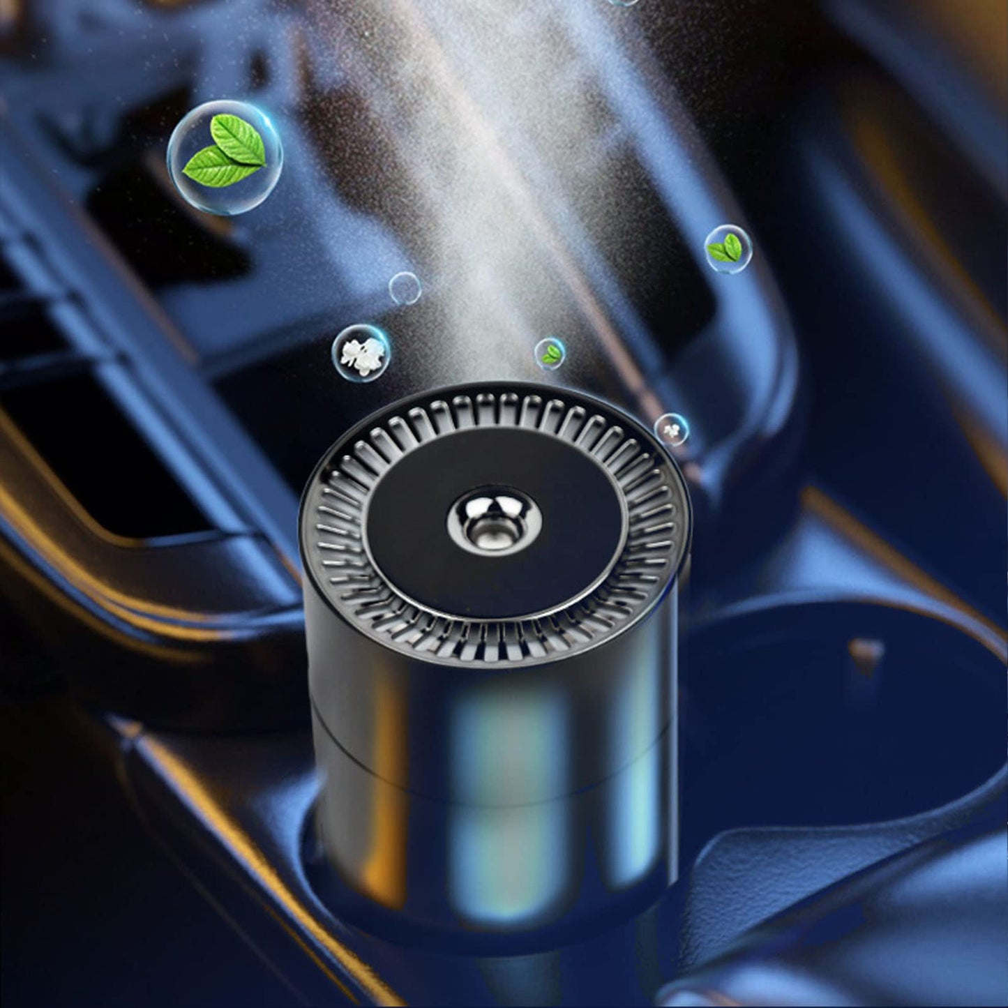 Car Diffuser for Essential Oils, Portable Humidifiers for Travel 7 Color Car Essential Oil Diffuser USB Humidifier(Black)