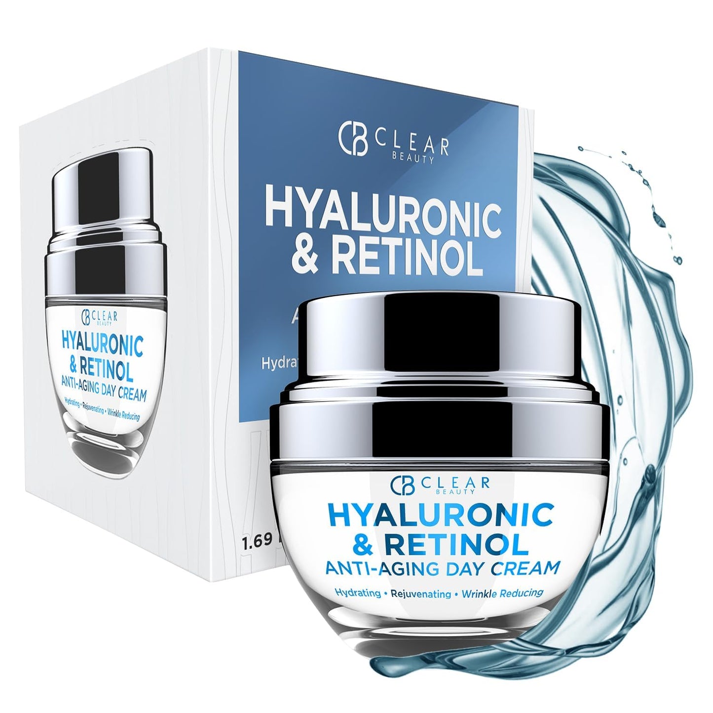 Clear Beauty Hyaluronic Acid & Retinol Daily Face Moisturizer - Dermatologist Tested, Reduces Wrinkles, Fine Lines & Hyperpigmentation, Clean Beauty, Cruelty-Free Korean Skin Care, All Skin Types