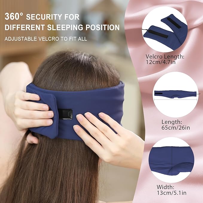 LC-dolida Sleep Mask with Bluetooth Headphones, Ice Silk Sleep Headphones with Bluetooth 5.4, Total Blackout Eye Mask for Sleeping, Soft Sleep Mask for Women Men, All Night Sleep, Travel(Navy)