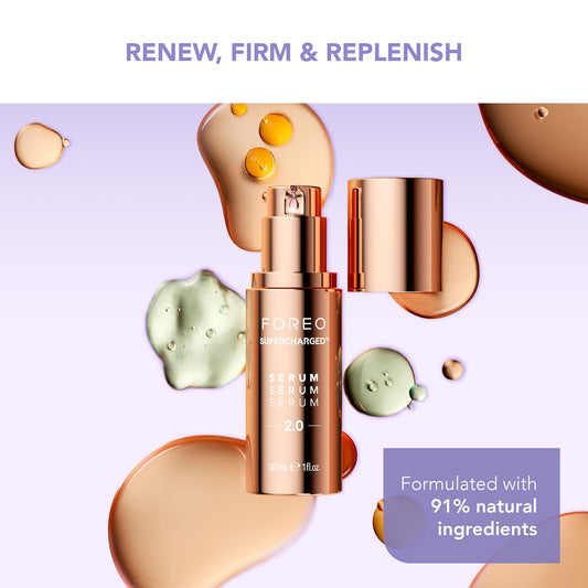 FOREO Firm & Fabulous BEAR mini + Serum Serum Serum 1 Oz Anti aging Starter Kit- Microcurrent Facial Device- Instant Face Lift- Double Chin Eliminator- Facial Skin Care Products- Gift Set- Lavender