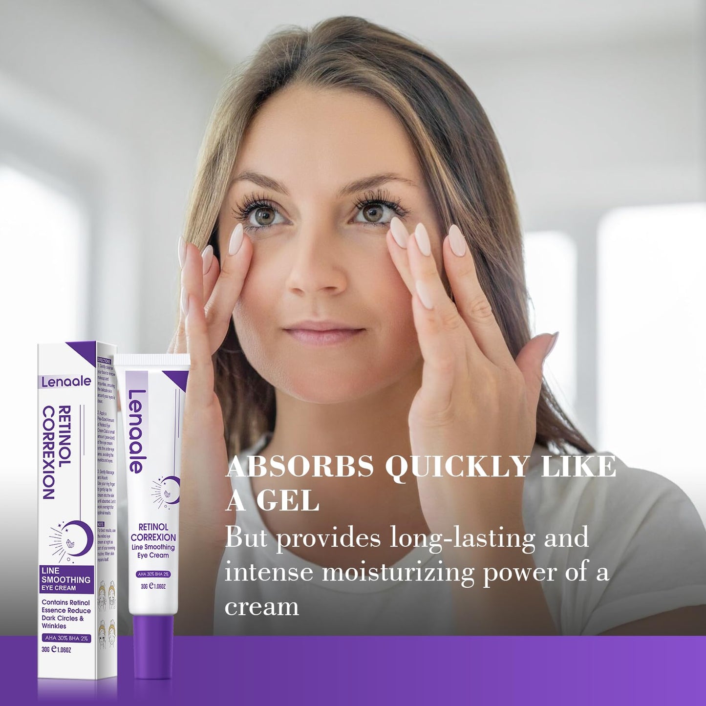 Eye Cream, Retinol Eye Cream for Dark Circles, Puffiness Anti Aging, With Hyaluronic Acid, Peptides, Caffeine Reduces Bags, Smooths Wrinkles & Fine Lines, Dark Circles Under Eye Treatment