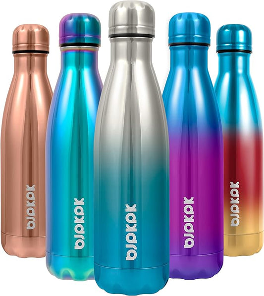 BJPKPK 17oz Insulated Stainless Steel Water Bottles,Sports Water Bottles Keep Cold for 24 Hours and Hot for 12 Hours,BPA Free for Travel,Blue Lagoon