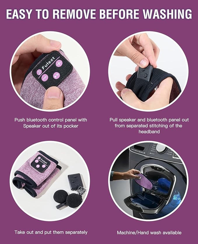 Bluetooth Headband Headphones, Sleep Headphones for Side Sleepers - Sleeping Comfortable with Thin Speaker Microphone Handsfree Best Gift Ideas Women Men