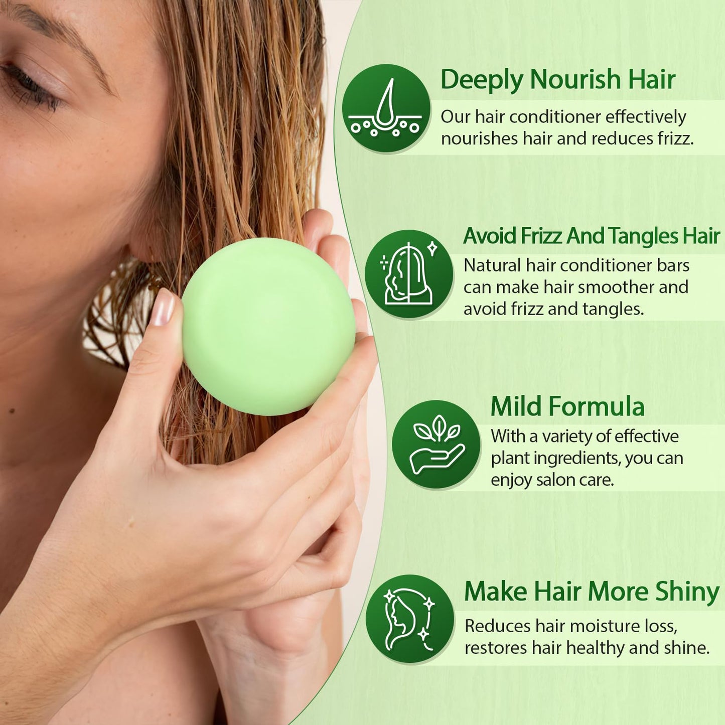 POP MODERN.C Rosemary Solid Shampoo and Conditioner Bar Set for Hair Growth, Moisturizing, 160g, 2.8219 Ounce, 2x80g Soaps, 2 Wooden Holder, Mother's Day Gift