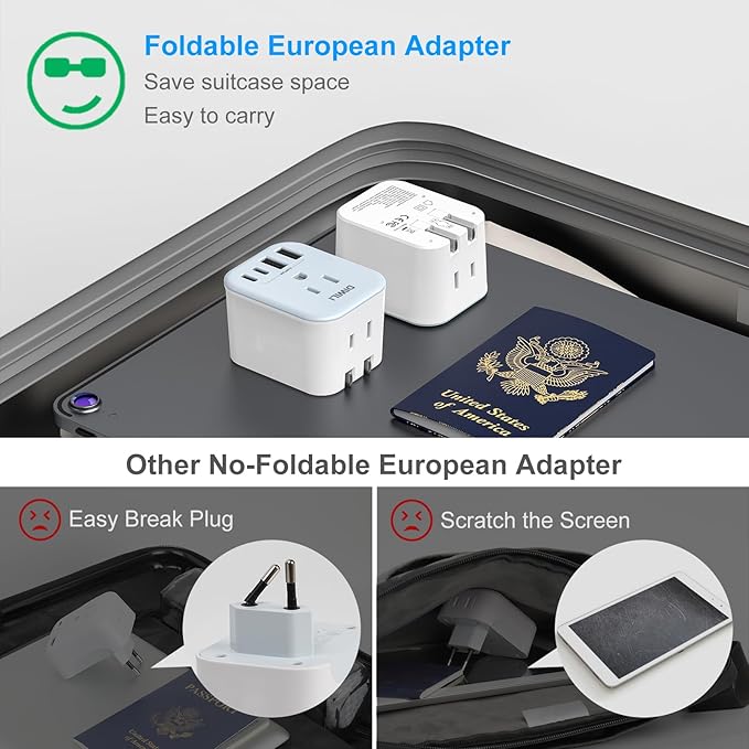 Australia Travel Plug Adapter, Foldable Power Adapter with 4 USB(2 USB C Port) and 2 Outlets Charger, 2 in 1 Type A/I Travel Adapter for US to Japan Canada Mexico AU Argentina Fiji(1 Pack)