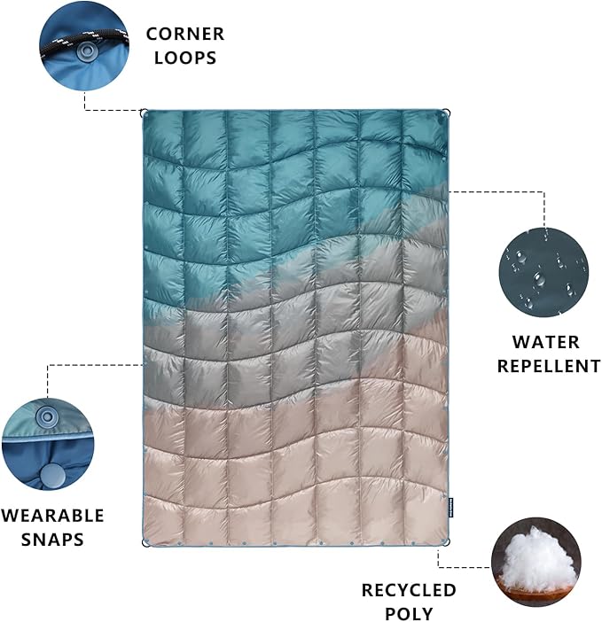 Camping Blanket, Packable Puffy Blankets Lightweight Windproof Waterproof for Outdoors,Hiking, Backpacking,Beach,Car,Picnic,Stadium