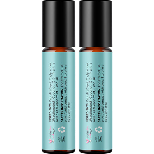Peppermint Oil Roll on - Pure Peppermint Rollerball Essential Oil Aromatherapy Stick for Headaches - Natural Travel Essential and Pregnancy Must Have for Headaches Energy & Focus Support (2 Pack)