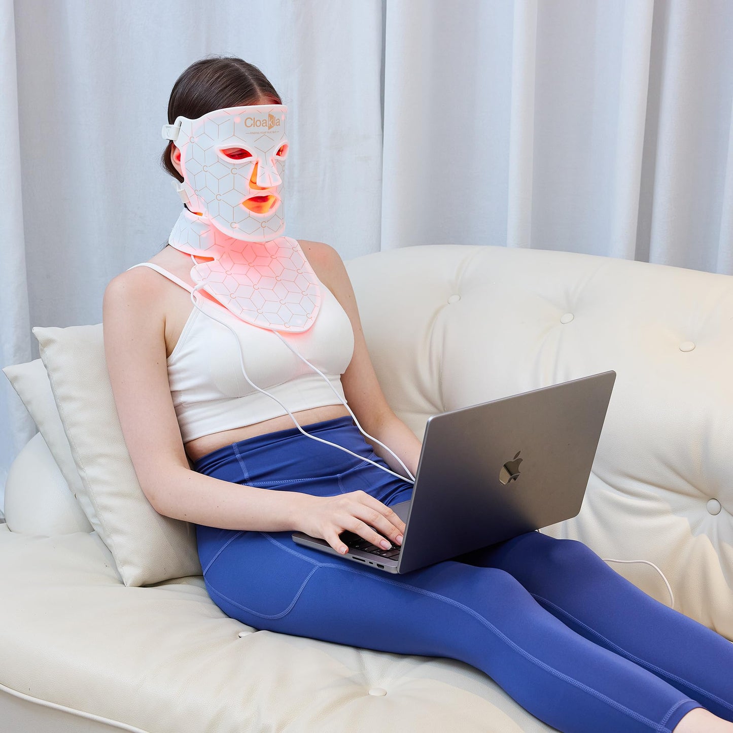 Cloakla K11 LED Red Light Therapy Face Mask & Neck | 7-Color Light Modes + Near-Infrared | 5 Timers & 3-Speed Settings| Portable Foldable Design for Home & Travel Skincare