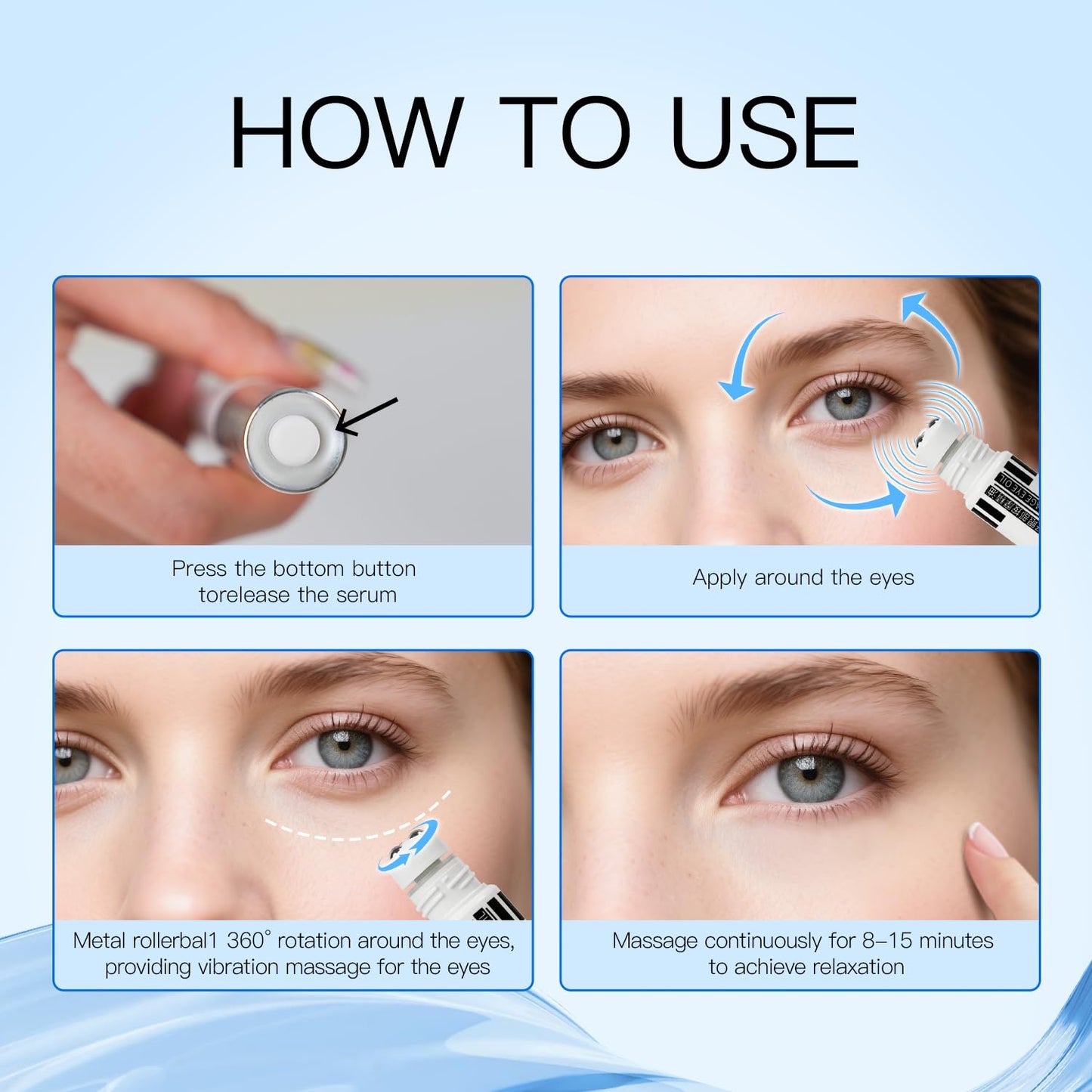 WARMTREE- Eye Cream For Dark Circles, Electric Massage Eye Cream, Suitable, Effectively Remove Fine Lines, Dark Circles, Puffiness & Even Skin Tone, For All Skin Types