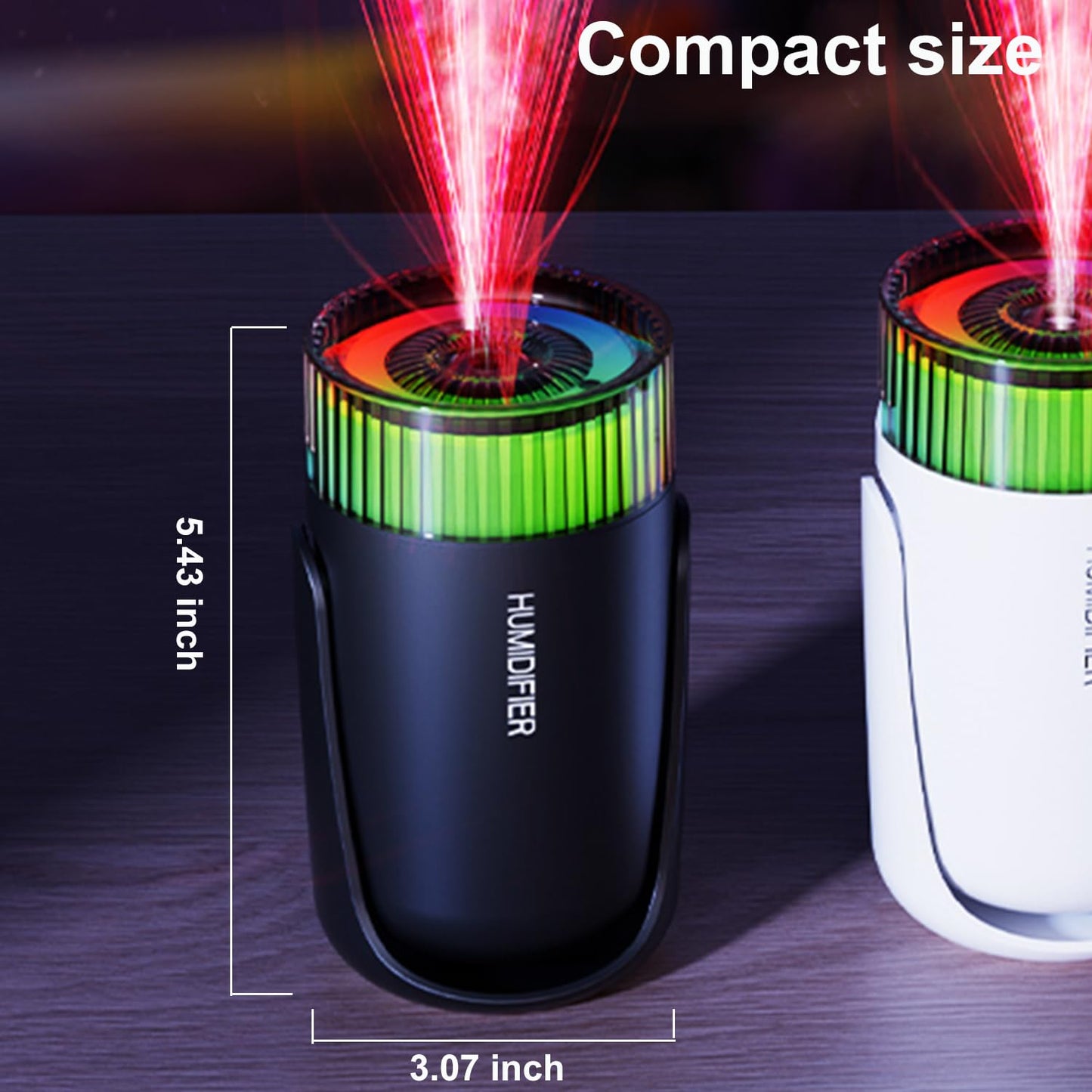 KISSWILL Mini Humidifier with LED Starry Sky Projector, 2 Mist Modes, Silent Operation, USB Powered (black)