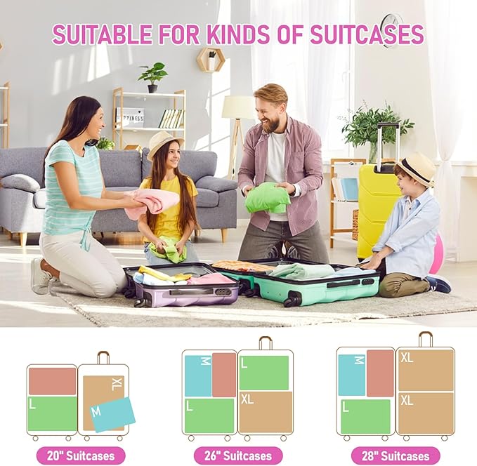 4-Piece Packing Cube Set - Lightweight Luggage Organizers for Travel, Vacation and Suitcases - Durable Accessories with Compression