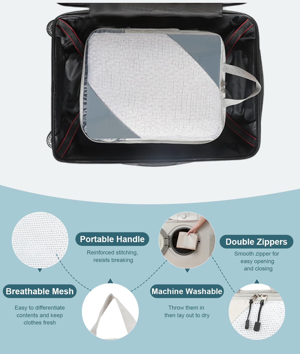 Barsine Large Compression Packing Cubes for Travel 4 Set Luggage Suitcase Organizer Bag Traveling Essentials