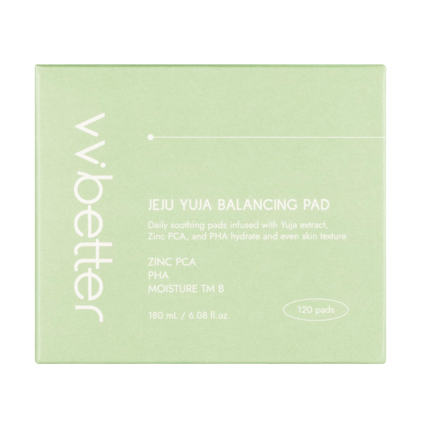 VVBETTER Jeju Yuja Balancing Toner Pads – with Zinc PCA, Exfoliating with PHA, Soothing, for Acne Prone & Skin – Vegan Micro-Hole Pads (120pads)