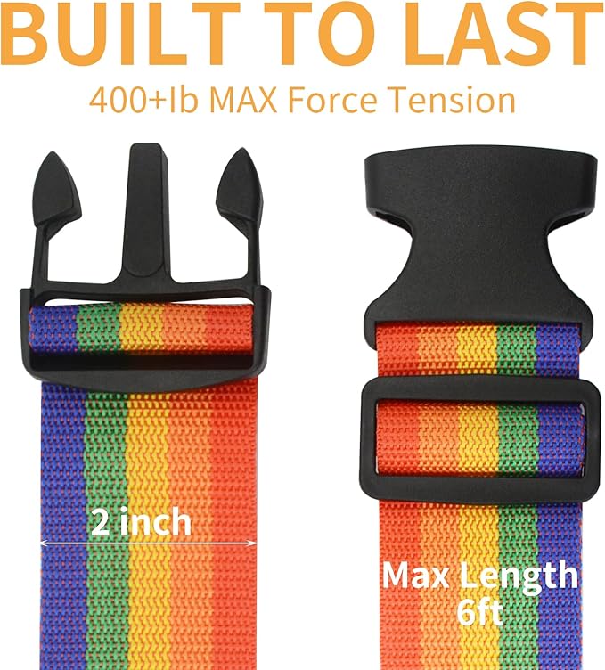 BILIONE Luggage Straps, 79" Long Belts Keep Suitcase Secure While Traveling, TSA Approved Add a Bag Premium Accessory for Travel Bag Closure (2PCS Blue)