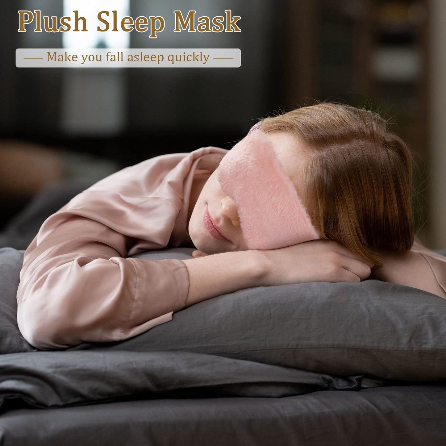 SATINIOR 18 Pieces Plush Eye Mask Soft Sleeping Blindfold Fluffy Eye Cover for Girls and Adult Party Favors