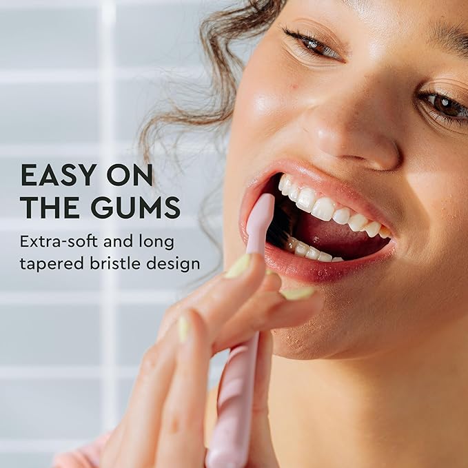 Boka Classic Manual Toothbrush with Extra Soft Activated-Charcoal, Tapered Bristles, Bioplastic Handle That Includes Travel Cap, Dentist-Approved, Great for Adults and Kids, Multi Color (Pack of 4)