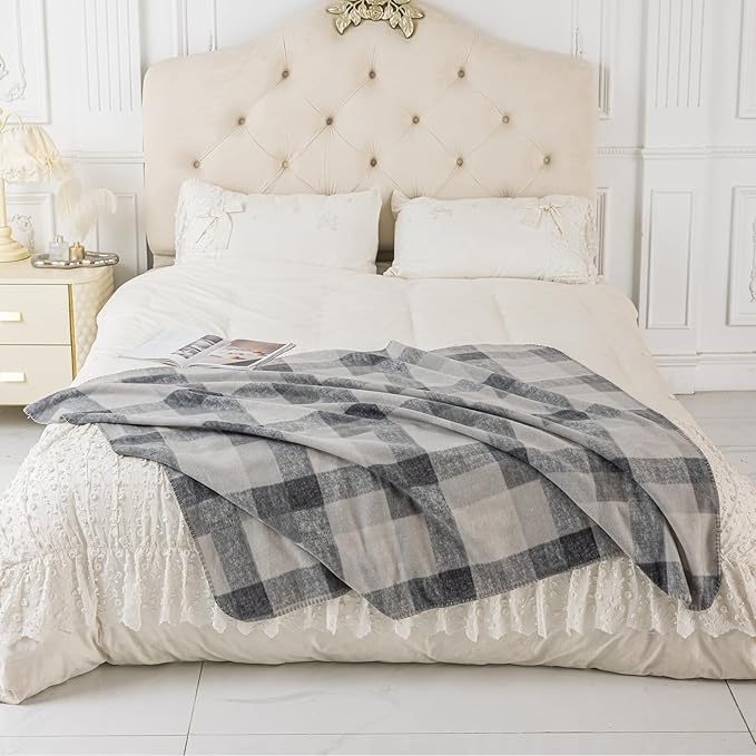 CAI TENG Fleece Blankets Bulk Blankets 6 Pack Lightweight Warm Soft Cozy Kids Blanket 50 x 60 in Pet-Friendly Fleece Fabric Small Blanket Solid for Home, Bed, Sofa, Office, Gifts, Outdoor Plaid Grey